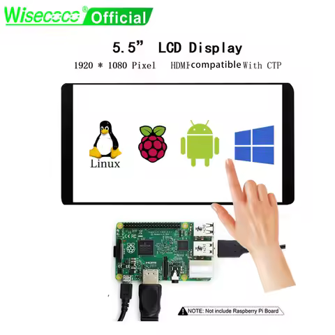 Wisecoco 5.5 Inch For Raspberry Pi Monitor 1920x1080 IPS Display TFT LCD Module Capacitive Touch Panel AIDA64 PC Second Screen