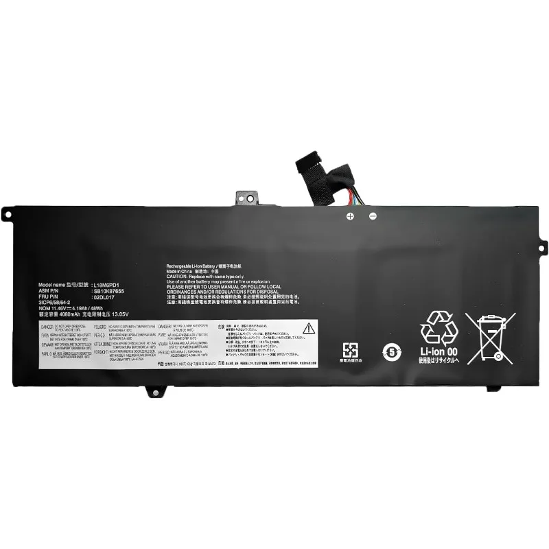 Bateria do portátil l18m6pd1 para lenovo thinkpad tp00106a x390 x395 x13 1a geração 2020 02dl017 02dl018 sb10k97655 l18m6pd2 l18c6pd1