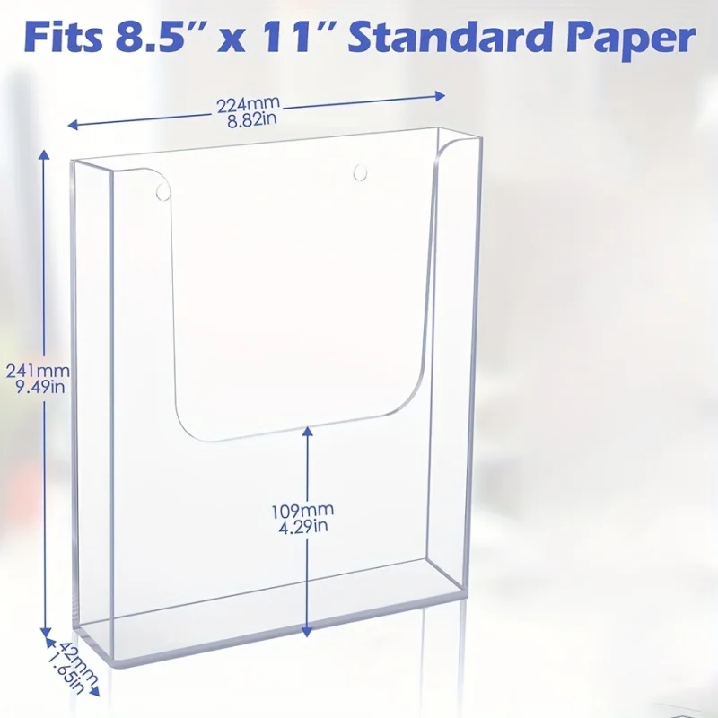 1/2pcs Acrylic A4 File Holder Wall-mounted Punch-free Large Capacity Organizing Storage Rack Office Document Box