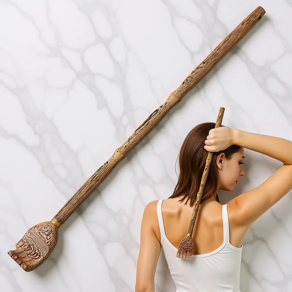 

Back Scratcher Traditional Wooden Long Handle Itchy Body Scratcher Smooth Edges Ergonomic Shape Natural Wood Texture Hanging