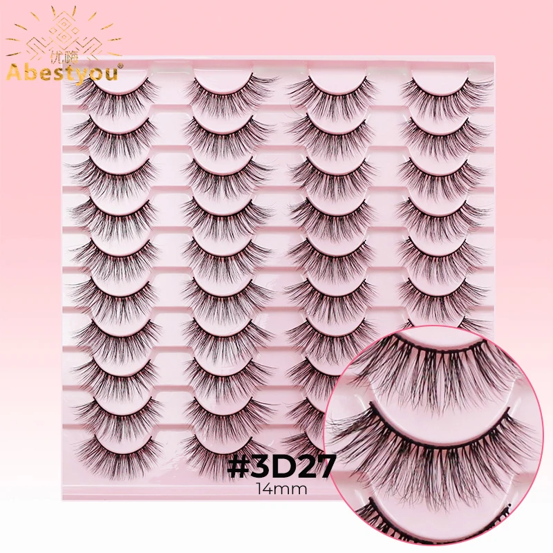 Abestyou Official Store 20pairs 3D Mink False Lashes Natural Messy EyeLashes Crisscross Wispy Fluffy Lash Extension Mannequin