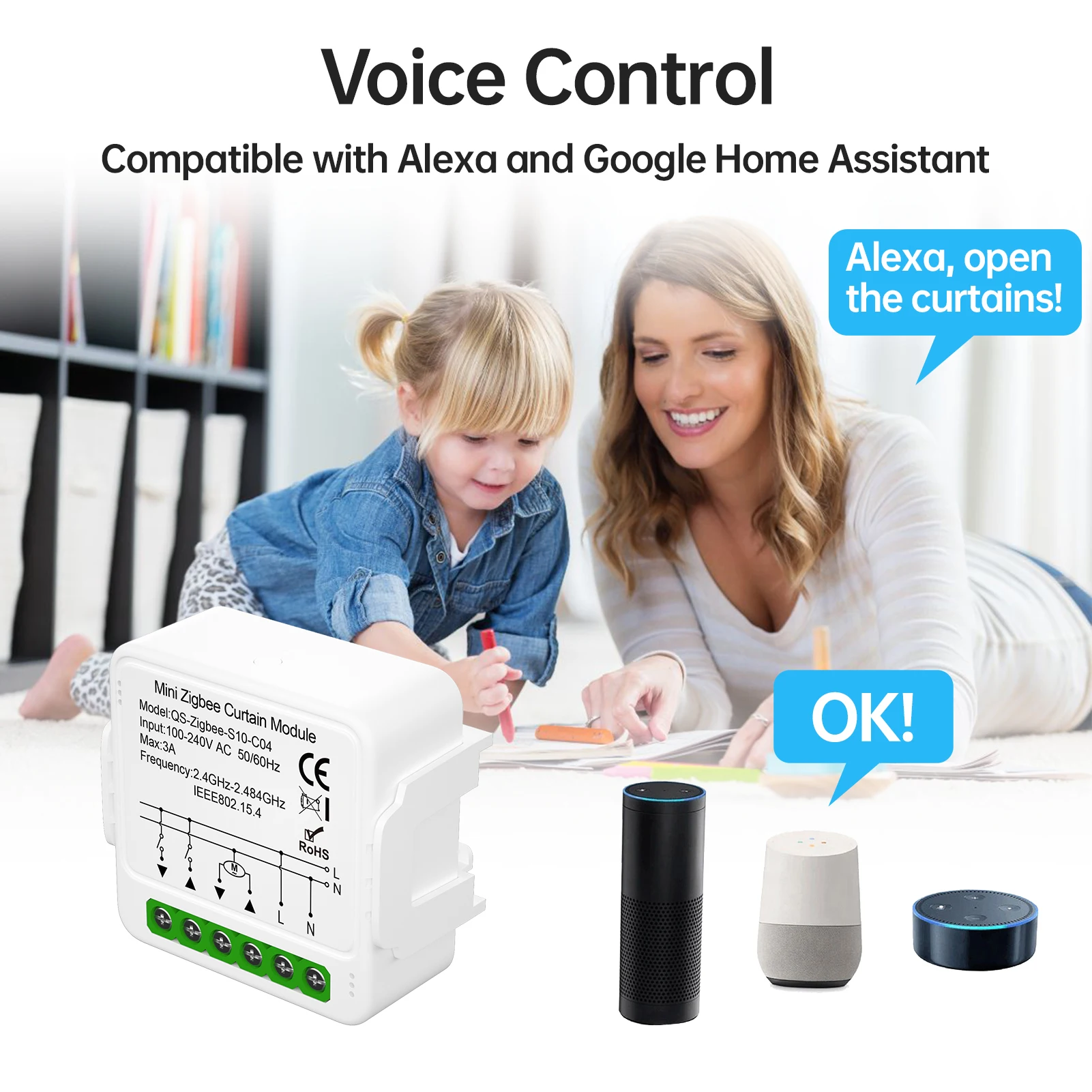 Tuya Zigbee/Wife Smart Curtain Switch Module Home Intelligent Appliance Curtain Blind Roller Shutters App Control Timer