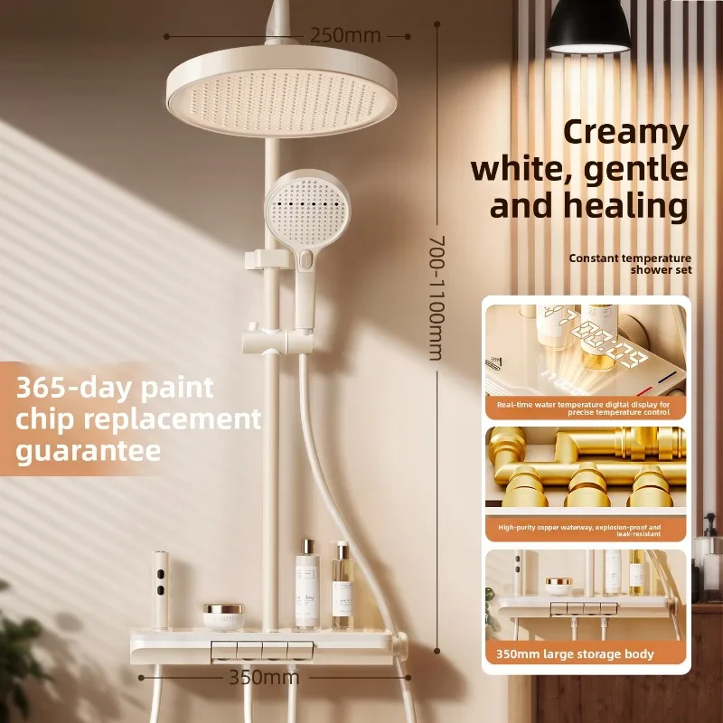 Thermostatic Shower Set All Copper Home Bathroom Kit High Pressure Shower Head Home Bathroom Collection Copper Shower Set