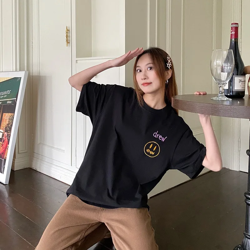 

Drew House Short-Sleeve T-Shirt Cartoon Dinosaur Print Trendy Oversized Couples T-Shirt Instagram Fashion