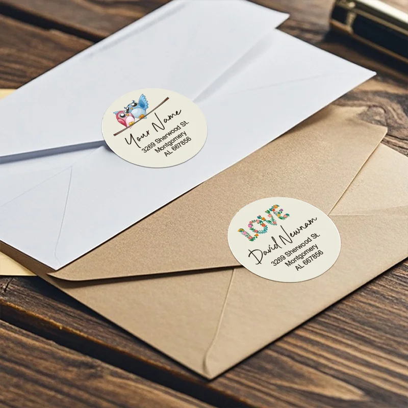 ملصقات بريدية مخصصة على شكل زهور - ملصقات عنوان مخصصة للأعمال/الدعوات/البطاقات، لاصق مقاوم للماء وقابل للإزالة