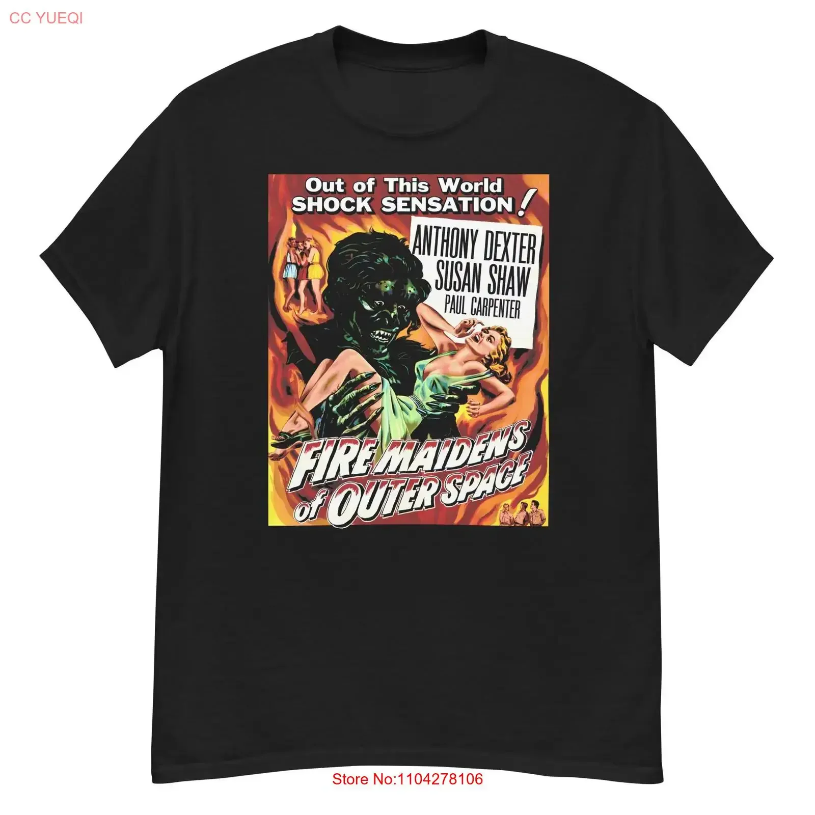 Fire Maidens of Outer Space cult sci fi film fan art t shirt vintage Washed Stylish Breathable Unisex Versatile Comfortable