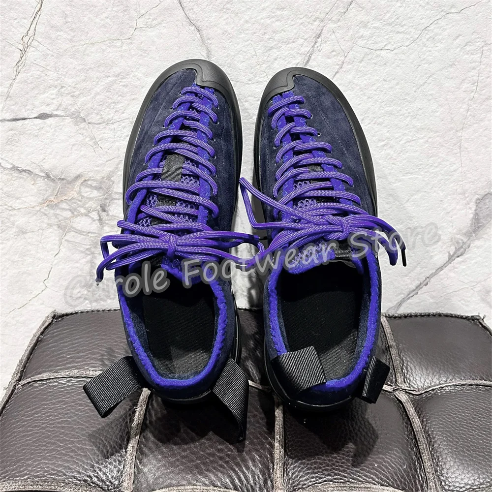 Retro Denim Splicing Square Toe Derby Shoes Male Chunky Bottom Lace-Up Leather Shoes Gothic Punk Streetwear Casual Footwear