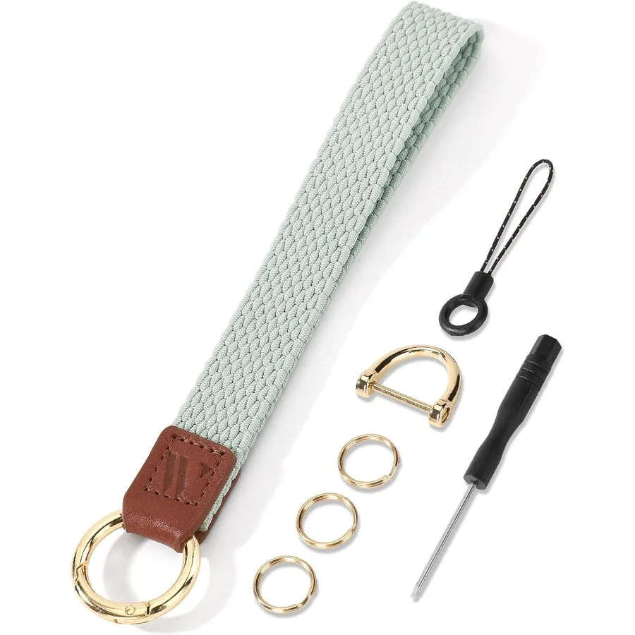 

Wristlet Keychain for Women Stretchy Wrist Keychain Lanyard for Phone Case Wallet Id Card Badges Sage Green
