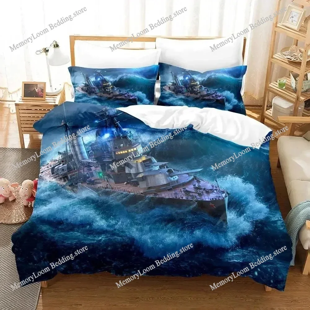 New World of Warships Bedding Set Single Twin Full Queen King Size Bed Set Adult Kid Bedroom Duvet cover Sets 3D Print Game