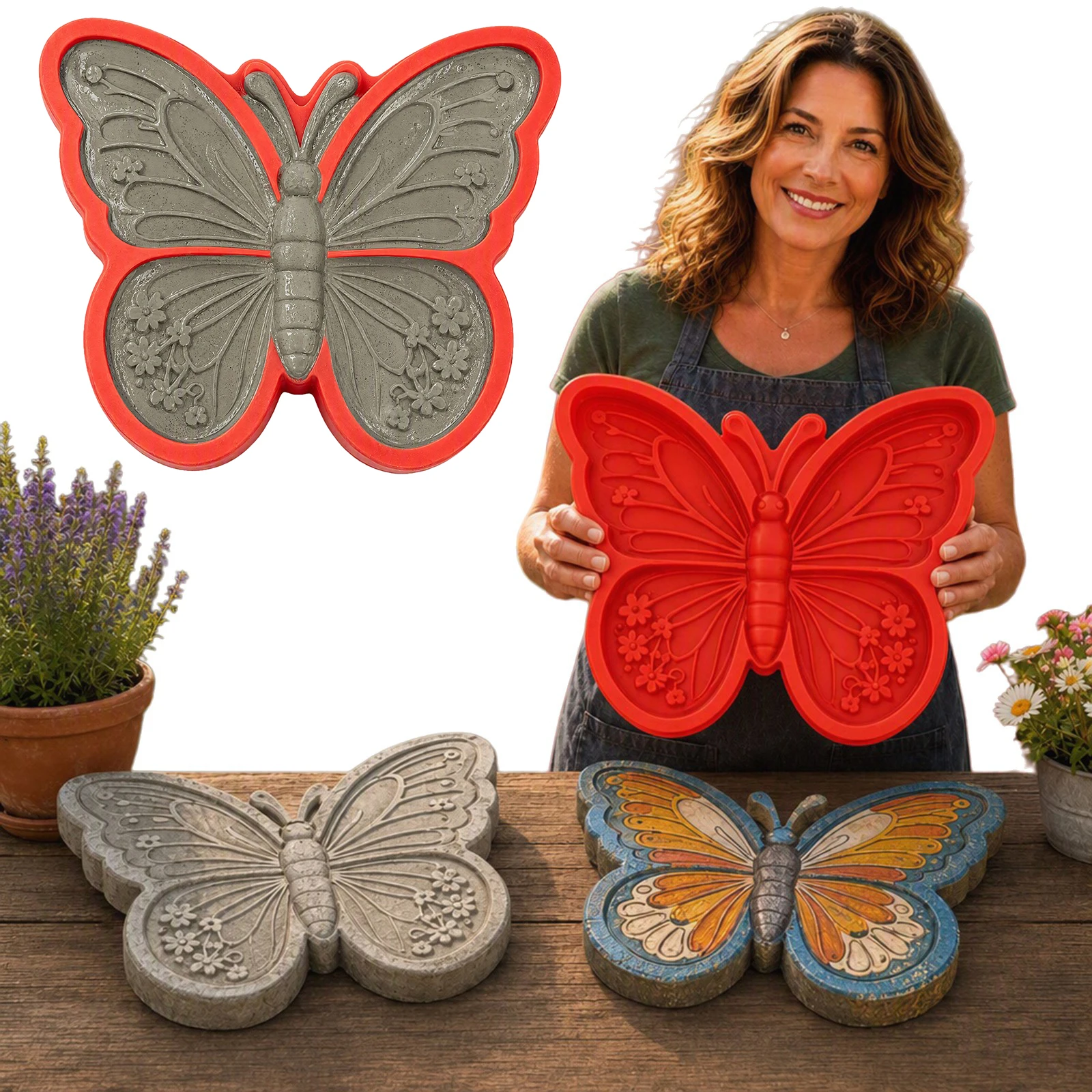 Reusable Silicone Sunflower Stepping Stone Garden Concrete Paver 40x40cm DIY Pathway