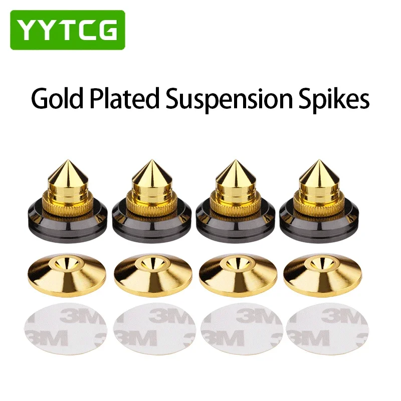 

YYTCG 4 Sets Speakers Stand Feet Foot Pad Pure Copper Gold Loudspeaker Box Spikes Cone Floor Foot Nail M28*26