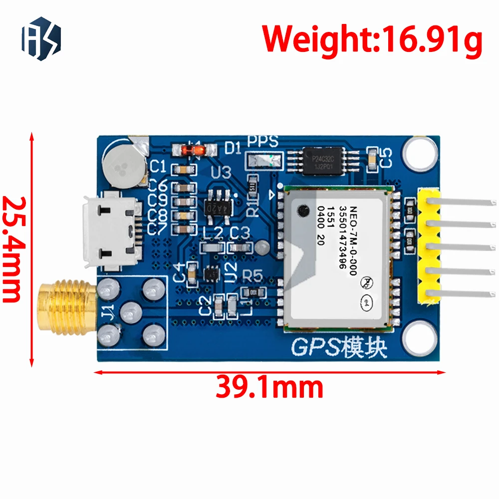 Módulo GPS NEO-6M/7M/8M: Placa de Desenvolvimento de Posicionamento por Satélite – Compatível com Microcontroladores Arduino, STM32, C51