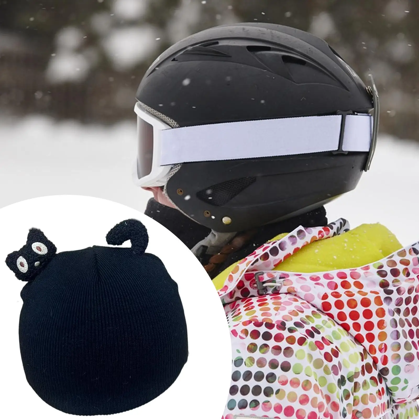 

Snow Ski Helmet Cover, Stretch Universal Comfortable Cute Cartoon Decorative Knitted Cap Skiing Helmet Hat, Helmet Decoration