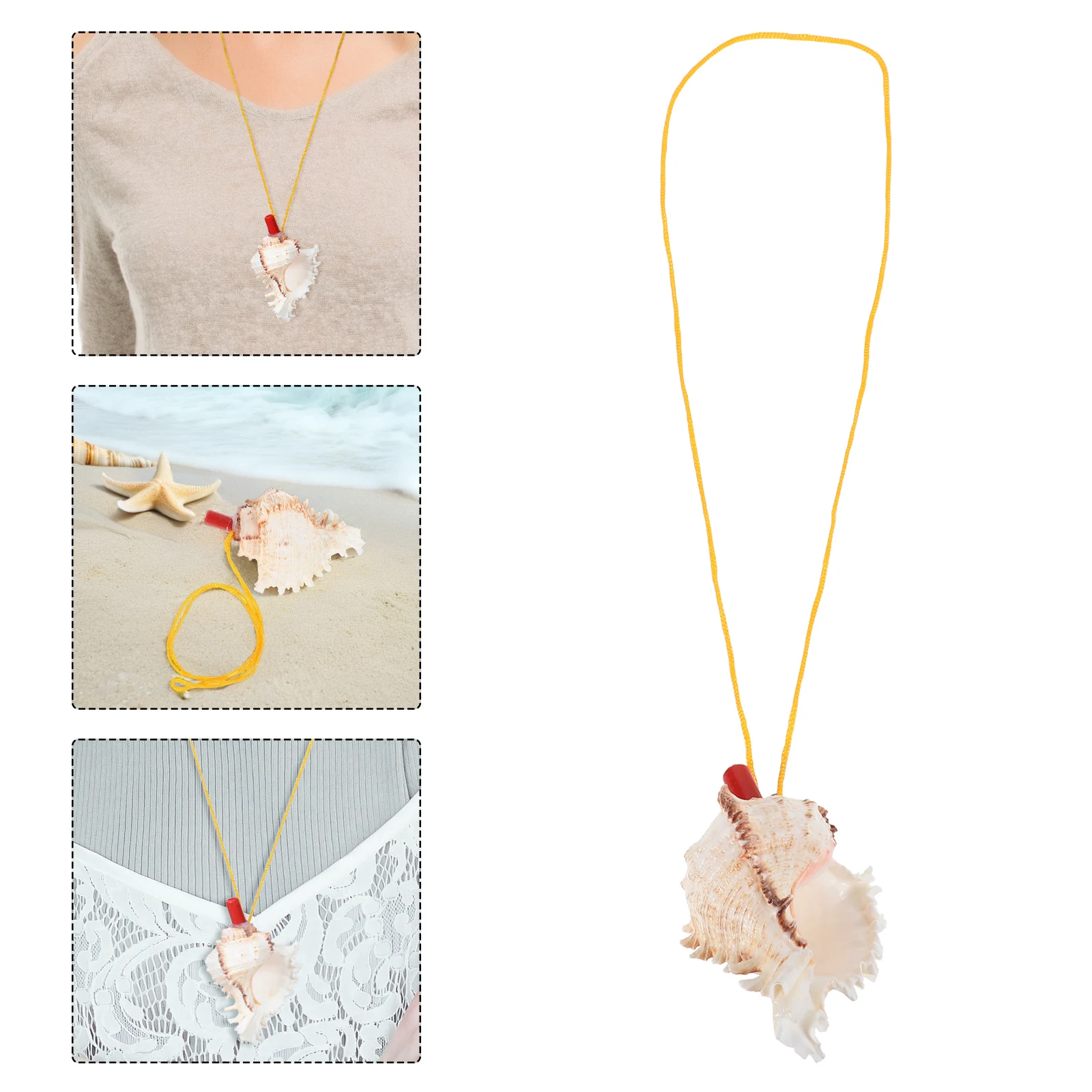 

Natural Instrument Shell Necklace 9-10Cm Portable Musical Unique Sound Outdoor Leisure Small Conch Whistle For Kids Adults