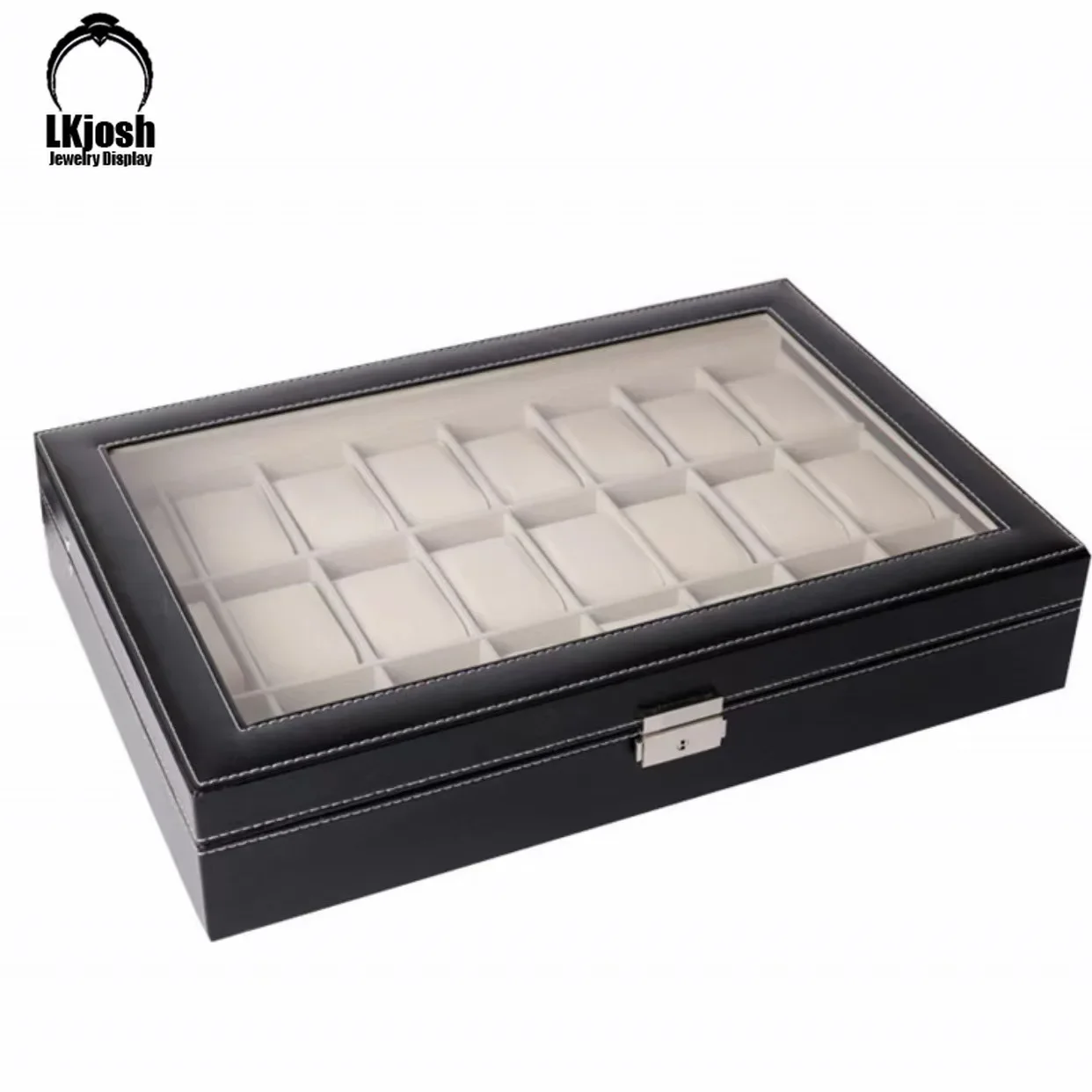 Multiple Sizes of PU Leather Lockable Watch Storage Box Jewelry Display Drawer Box Double Layer Organizer Watch Display Cabinet