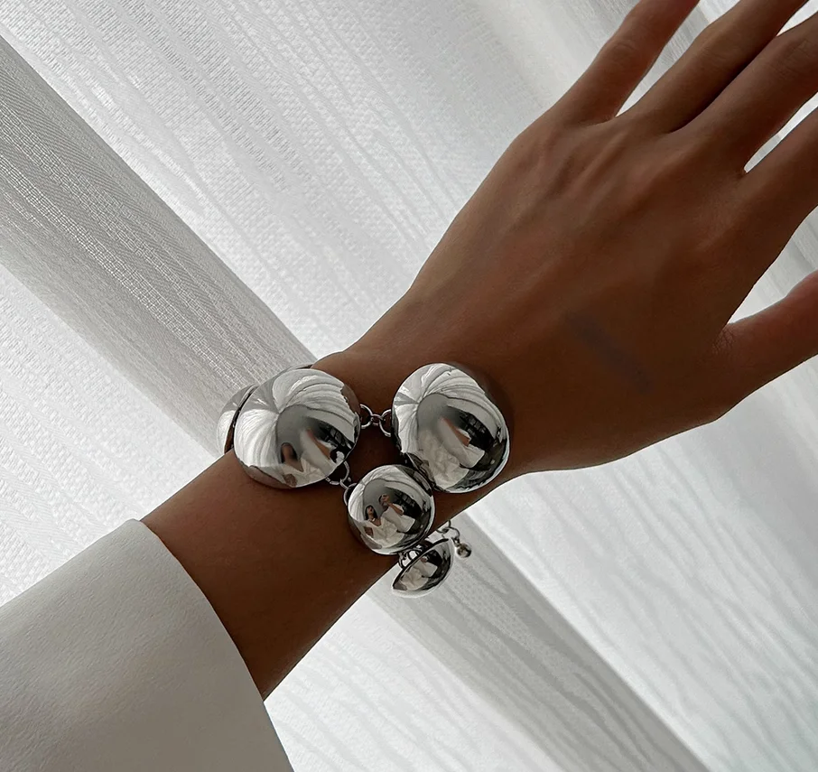 Large and small smooth circular splicing grinding chain bracelet necklace female