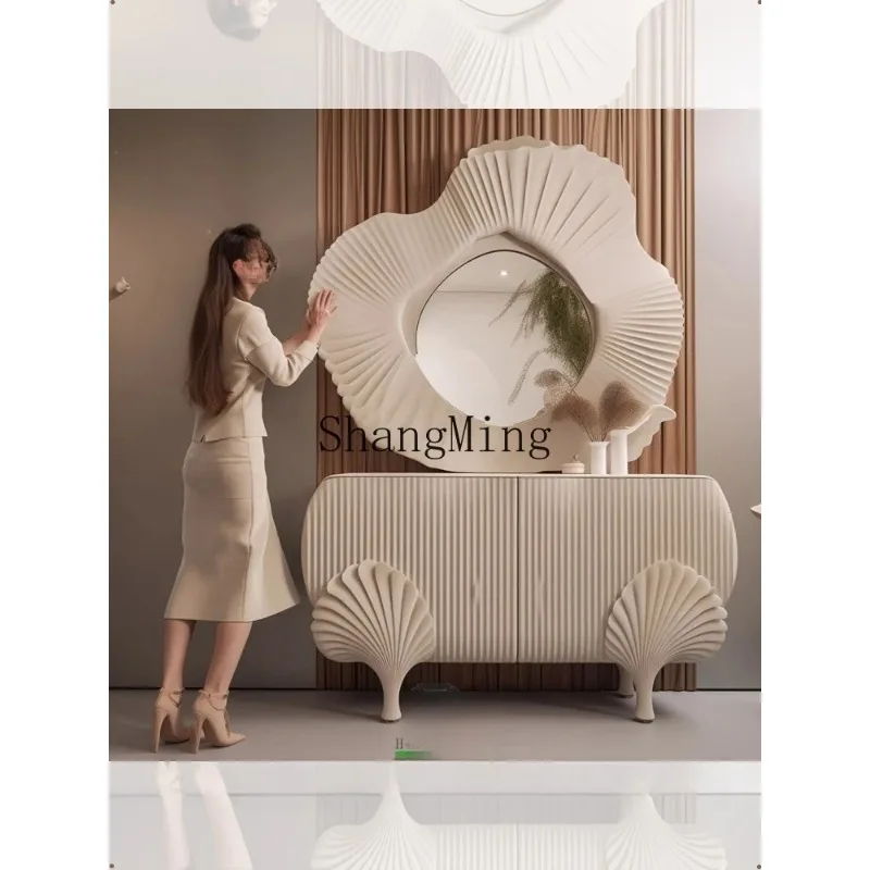 CL  door is facing the entrance, cream style entrance cabinet, solid wood creative meal side  entry shoe cabinet