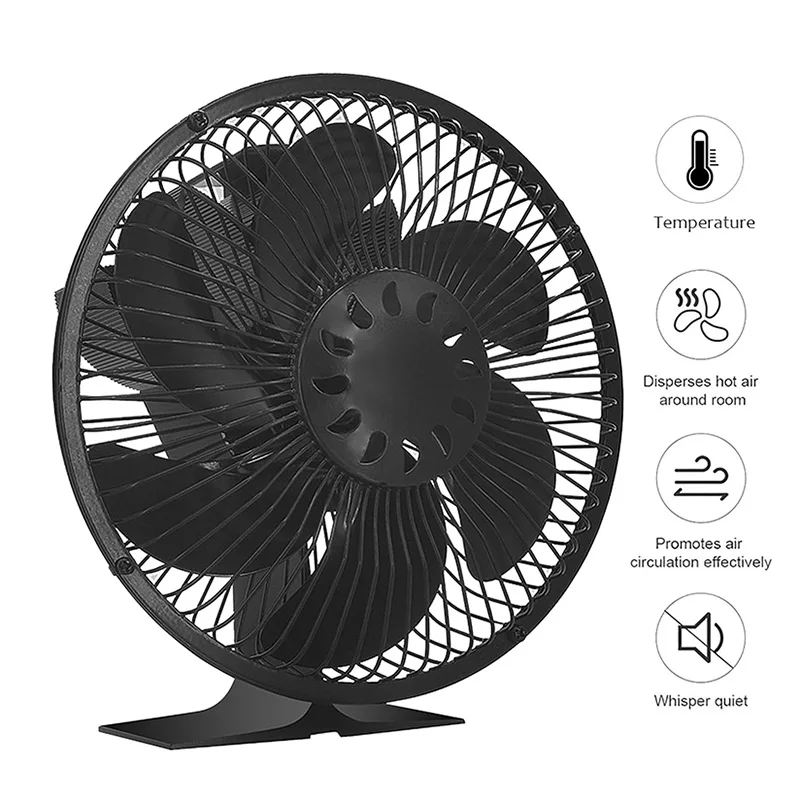 6-Blade Classic Thermodynamic Fireplace Fan With Cover Mini Heat Powered Stove Fan Efficient Heated Eco-Friendly Portable Heater