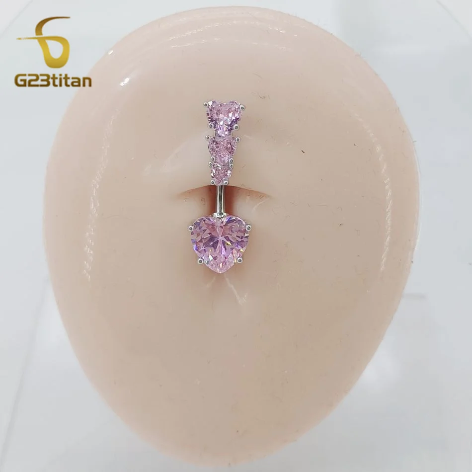 جميلة بحيرة الأزرق الزركون القلب البطن خاتم على شكل زر 14 جرام الطبية التيتانيوم منحني الحديد الحساسية الحرة السرة ثقب الجسم مجوهرات