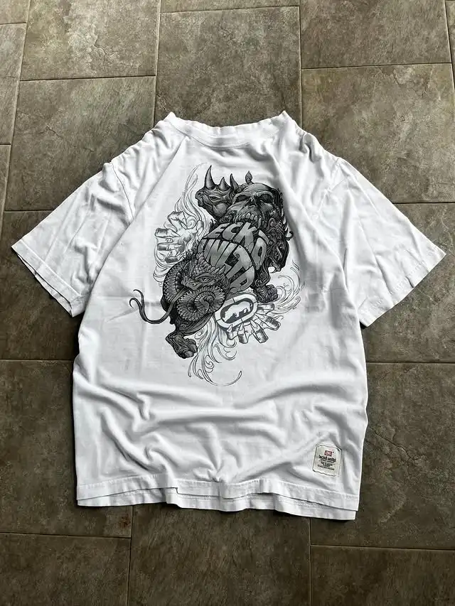 Ecko American Print Short Sleeves Woman Hip Hop Black T Shirt Couple Y2K High Street Pure Cotton Tops Aesthetic Clothes