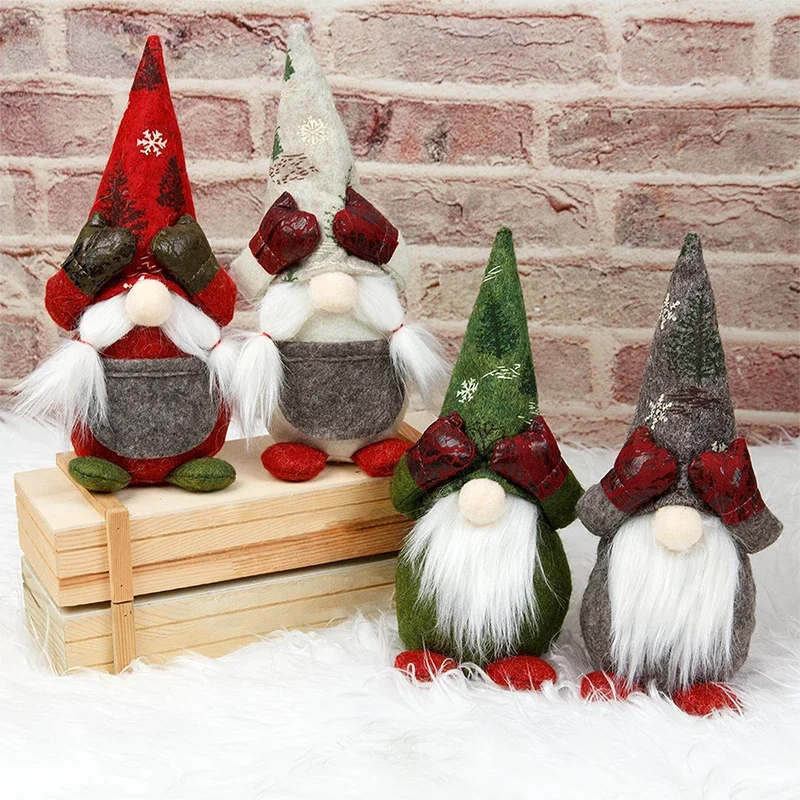 Christmas Gnomes with Eyes Covered Handmade Plush Swedish Nordic Gnomes Figurine Farmhouse Holiday Home Decoration