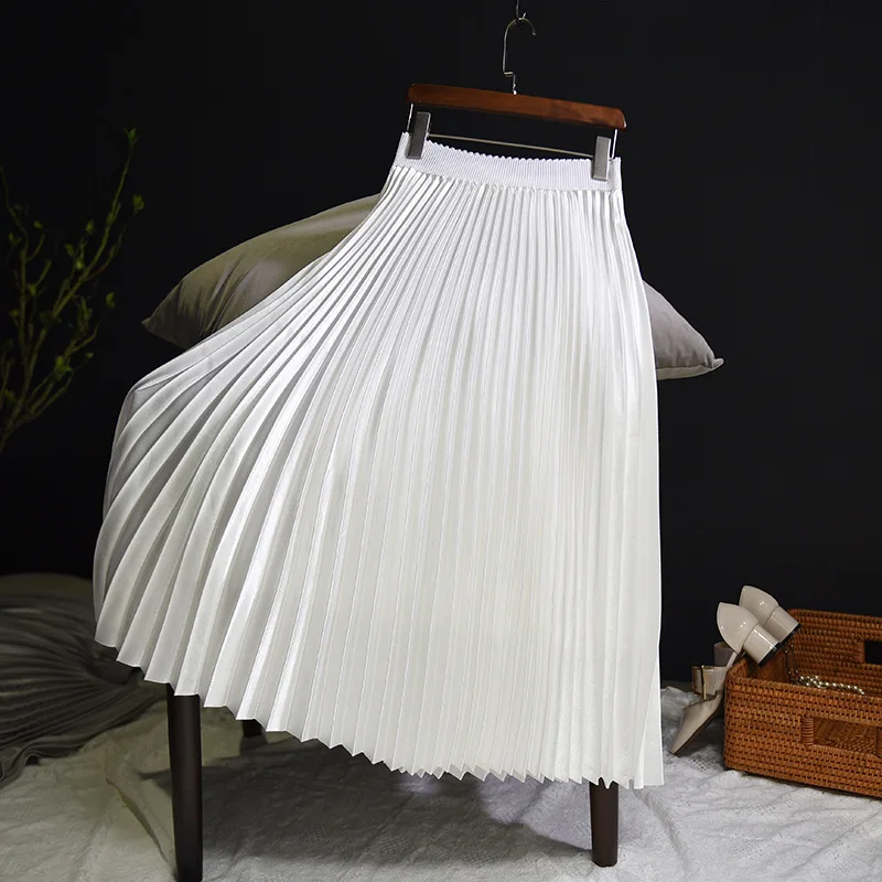 

2026 Women Summer Pleated Skirt Boho White Long Skirt Saias High Waist Women A-Line Pink Skirt Khaki Saia Longa Falda Jupe