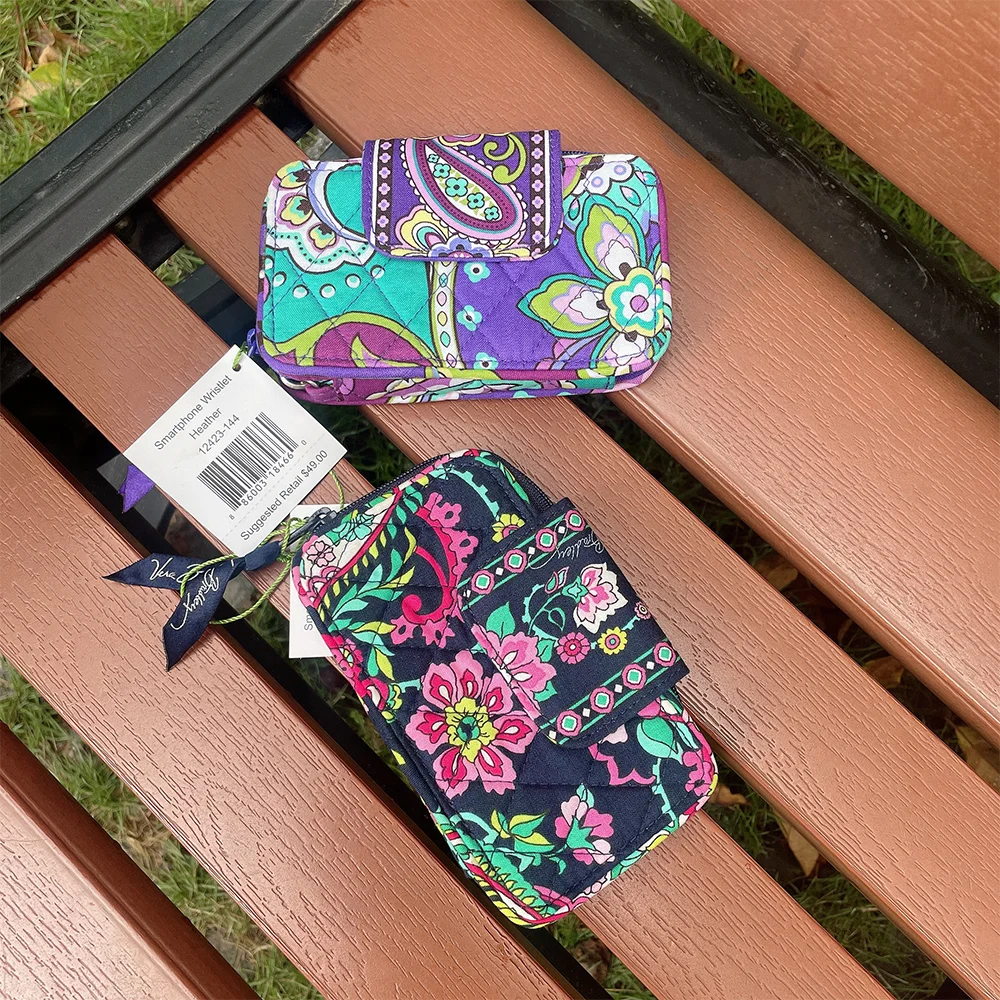 VB pure cotton eco-friendly printing wrist wallet, change card bag, hand in hand to grab the bag