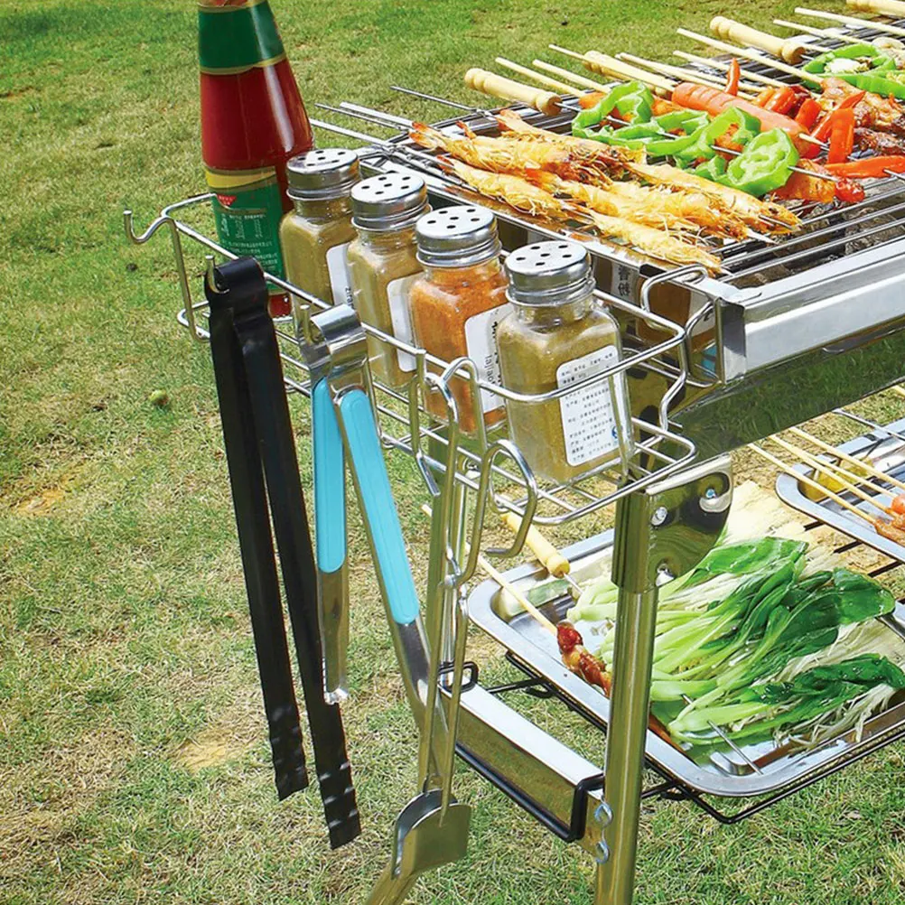 

2pcs BBQ Seasoning Basket Stainless Steel Storage Shelves Grilling Stove Side Hanging Spice Rack Outdoor Camping Picnic