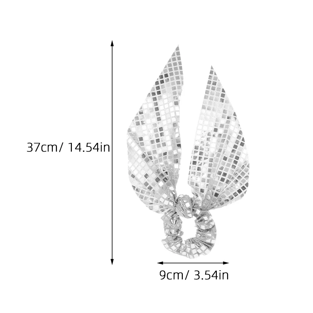 2 個キラキラちょう結びスパンコールヘアネクタイエレガントなポニーテールホルダーグリッターシュシュダンスパーティー用女性ヘアシュシュ