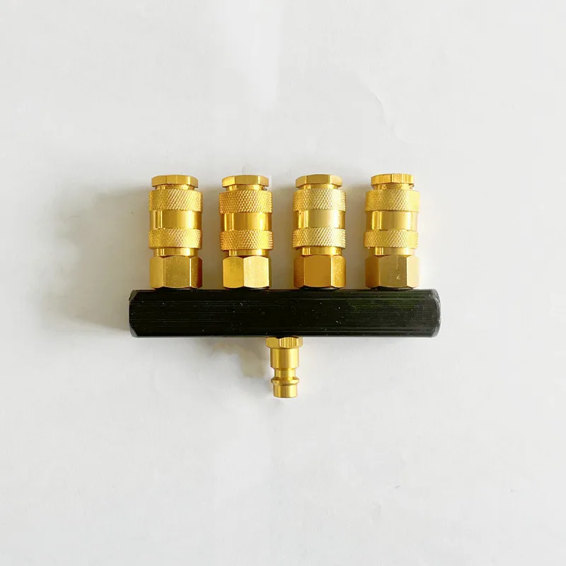 1/4\'\' European Type 4 Way Air Quick Connector Pneumatic Hose Coupler Aluminum Material Air Compressor Part Air Tool