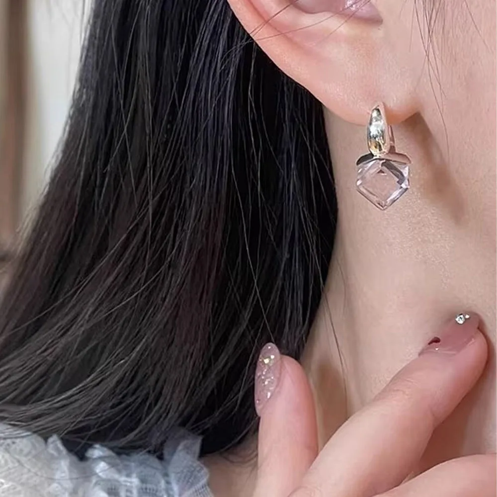 أقراط أذن على شكل أساور، أقراط كريستالية مربعة الشكل، أنيقة لملابس السهرة الرسمية، ملابس غير رسمية عصرية