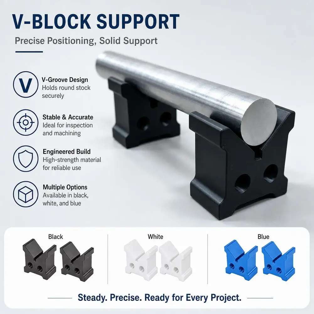 V-Shape Clamp Support Block Set 3D Printed PLA Stable Holder For Round Rods Shafts Household Tools