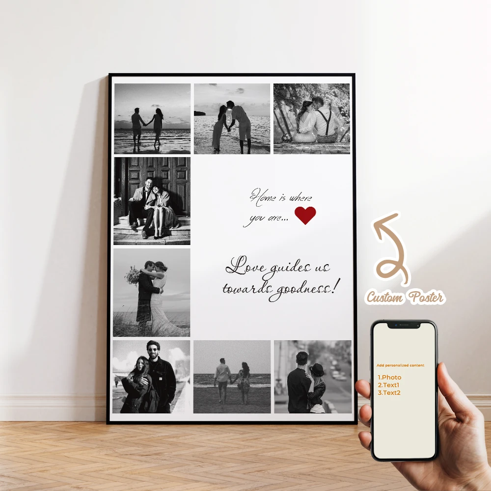 

Modern Personalized Photo Custom Couple Love Quote Wall Art Print Canvas Painting Poster Picture For Bedroom Home Decor