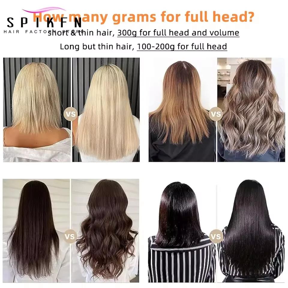 Extensions invisibles de cheveux humains de trame de peau d'unité centrale 12-22 pouces paquets de cheveux naturels d'injection mince 80-100 grammes