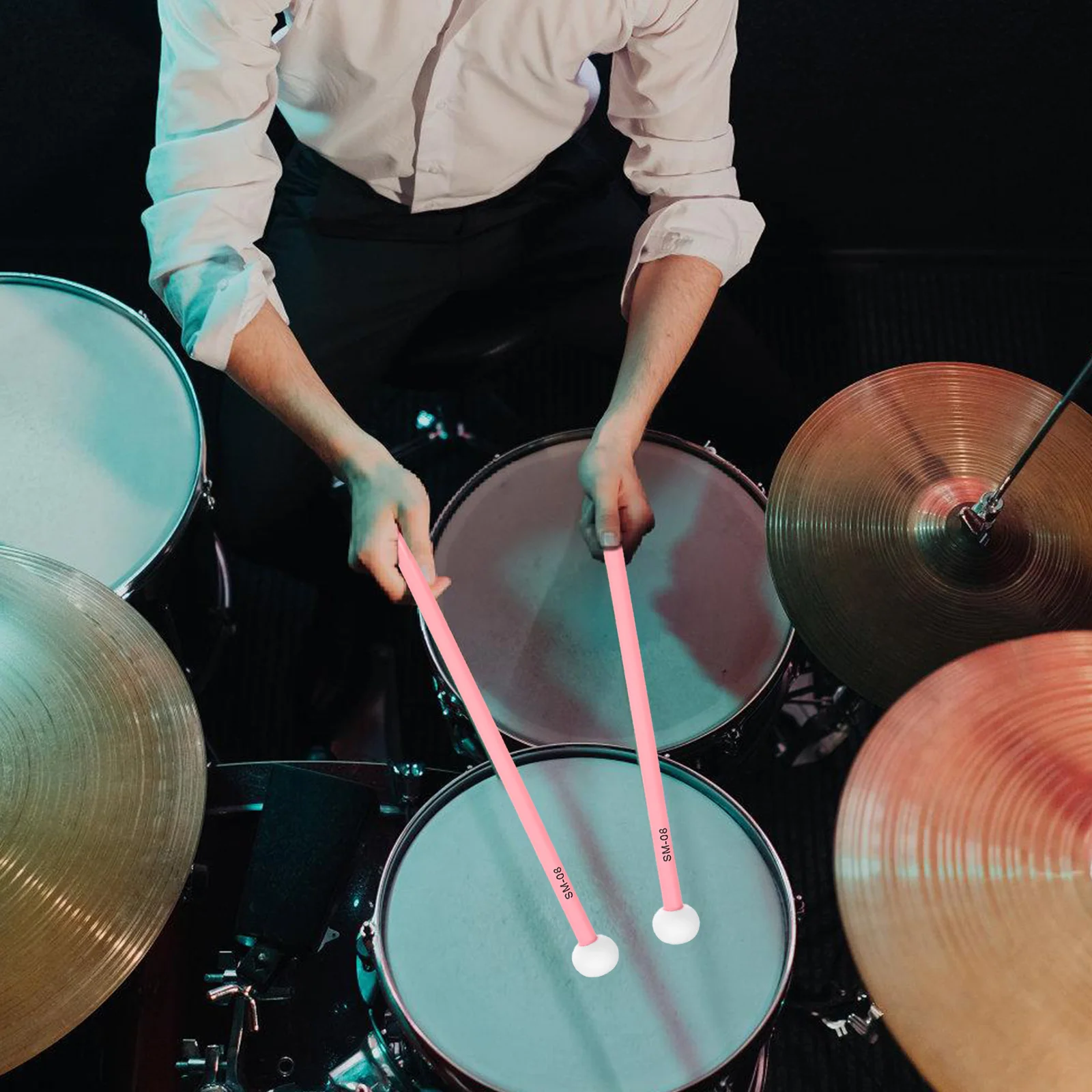 

1 Pair Wood Tip Percussion Sticks Dual-Head Drum Mallets For Drum Kits Timpani Hardwood Construction Felt Protection Comfortable