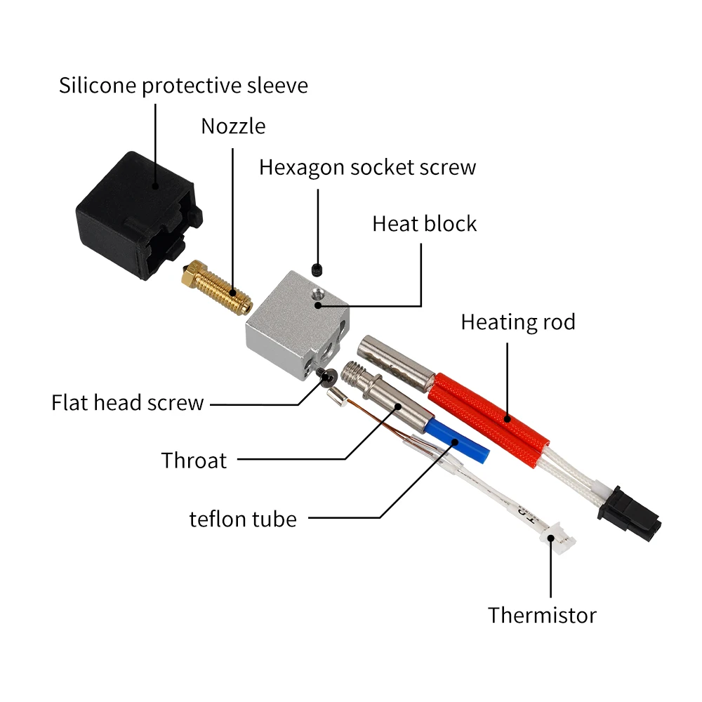 For ANYCUBIC Kobra 2 Pro Hotend Set 24V 60W Cartridge Heater Extruder Head Brass Nozzle for Kobra 2 Neo/Max/Plus 3D Printer