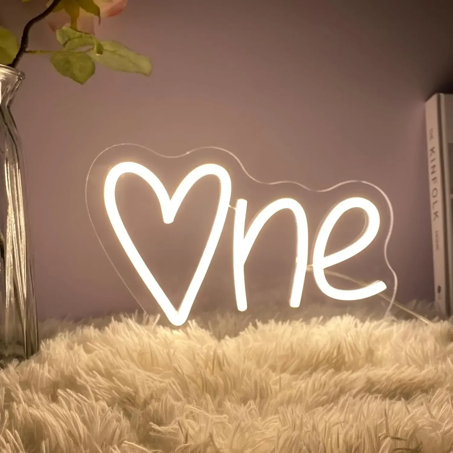 Heart Love Neon Sign Warm White LED Wall Art Me Shaped Glow USB Powered Dimmable Acrylic Lamp Bedroom Wedding Party Decor