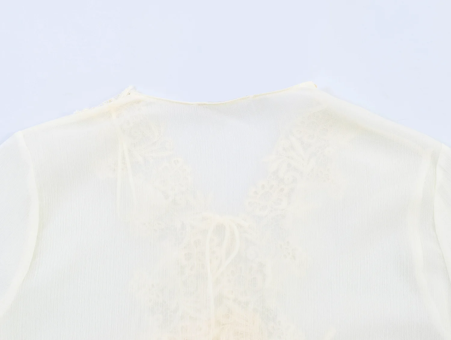 HH Damen Elegante Sexy Spitzenbluse mit Rüschen, V-Ausschnitt, Langen Ärmeln und Transparentem Chiffon, Sommermode 2026 für Abendverabredungen – Detail 11