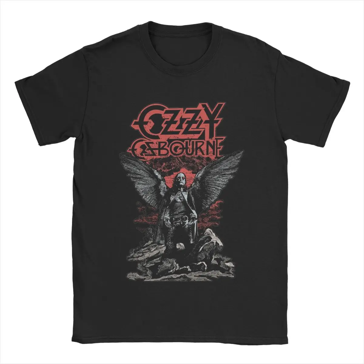 Vintage Devil Metal Ozzy Osbourne Paranoid T-Shirt for Men Round Neck 100% Cotton T Shirts Short Sleeve Tees Gift Tops