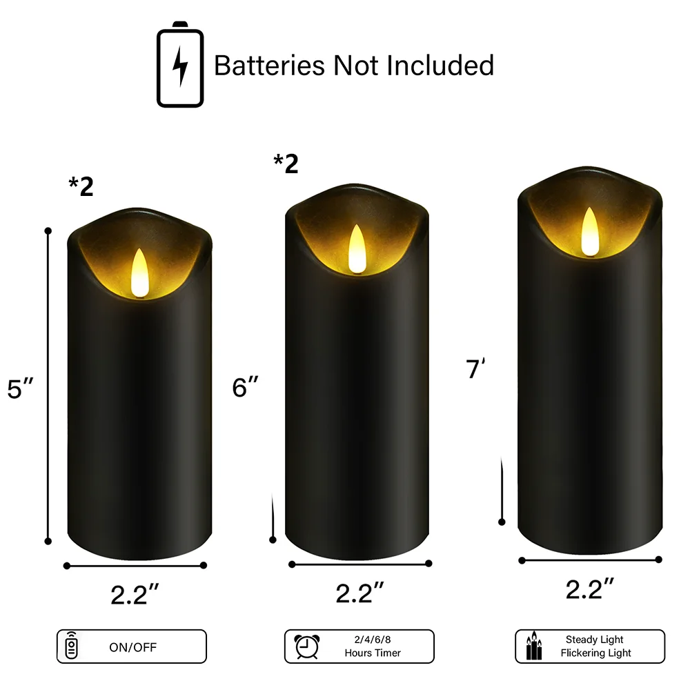 5 Flameless LED Electronic Candles Wobbling Realistic Flame Timer Dimmable Halloween Prayer Altar Table Dining Home Decor Candle
