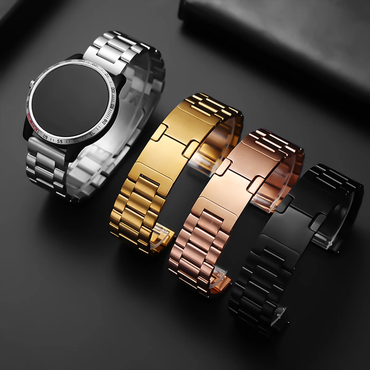 22mm Three-bead original buckle watch strapor for Huawei GT3/4 46mm 4/4Pro stainless steel Band for Samsung Galaxy Watch 3 45mm