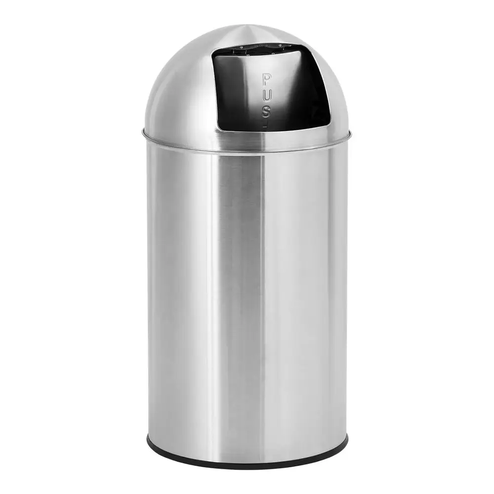 

18 gal/70 L Round Commercial Trash Can, ingerprint-Proo StainlSteel Tall Garbage Can with Push Lid, Heavy Duty Waste Bin with Re