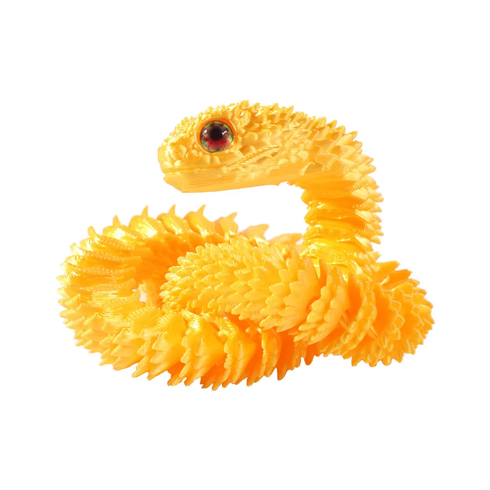 Realistic 3D Printed Snake 30/45/60cm Rotatable Simulated Snake Ornament Multicolor Home Decor Animal Simulation Model