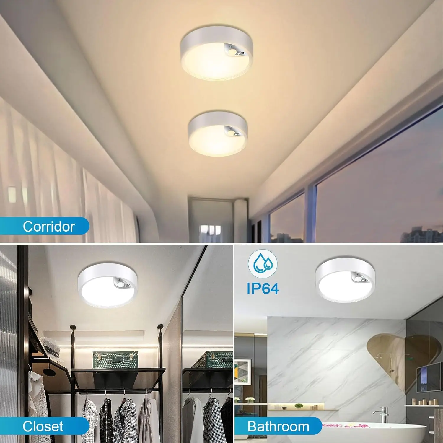 Luz de teto recarregável com controle remoto, Luz de teto LED, Modern Dimmable Light para quarto e cozinha, Bateria