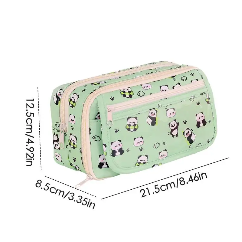 Aesthetic Pencil Pouch Animal Pattern Pencil Holder 9 Compartments Cosmetic Bag With Zipper Makeup Pouch School Supplies For