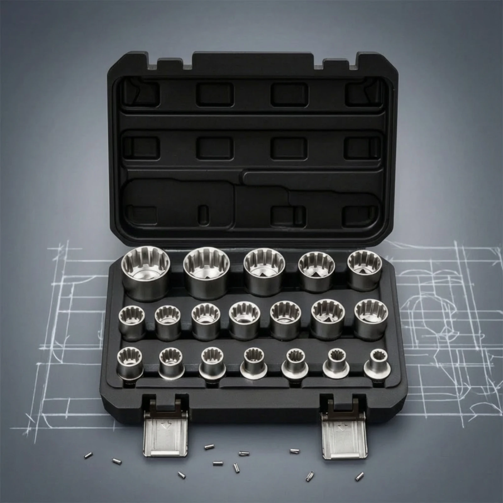 19 Pieces 1/2-Inch Drive Socket Set High Force 12-Point Socket Set Hand Tool Precision Secure & Simple to Use for Mechanics
