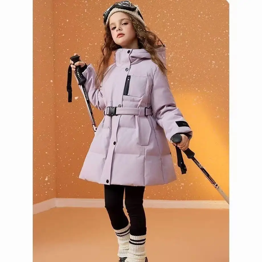 

Зимняя детская парка для девочек, детский пуховик для девочек, утепленная теплая ветровка для девочек-подростков, бархатная верхняя одежда с капюшоном, пальто