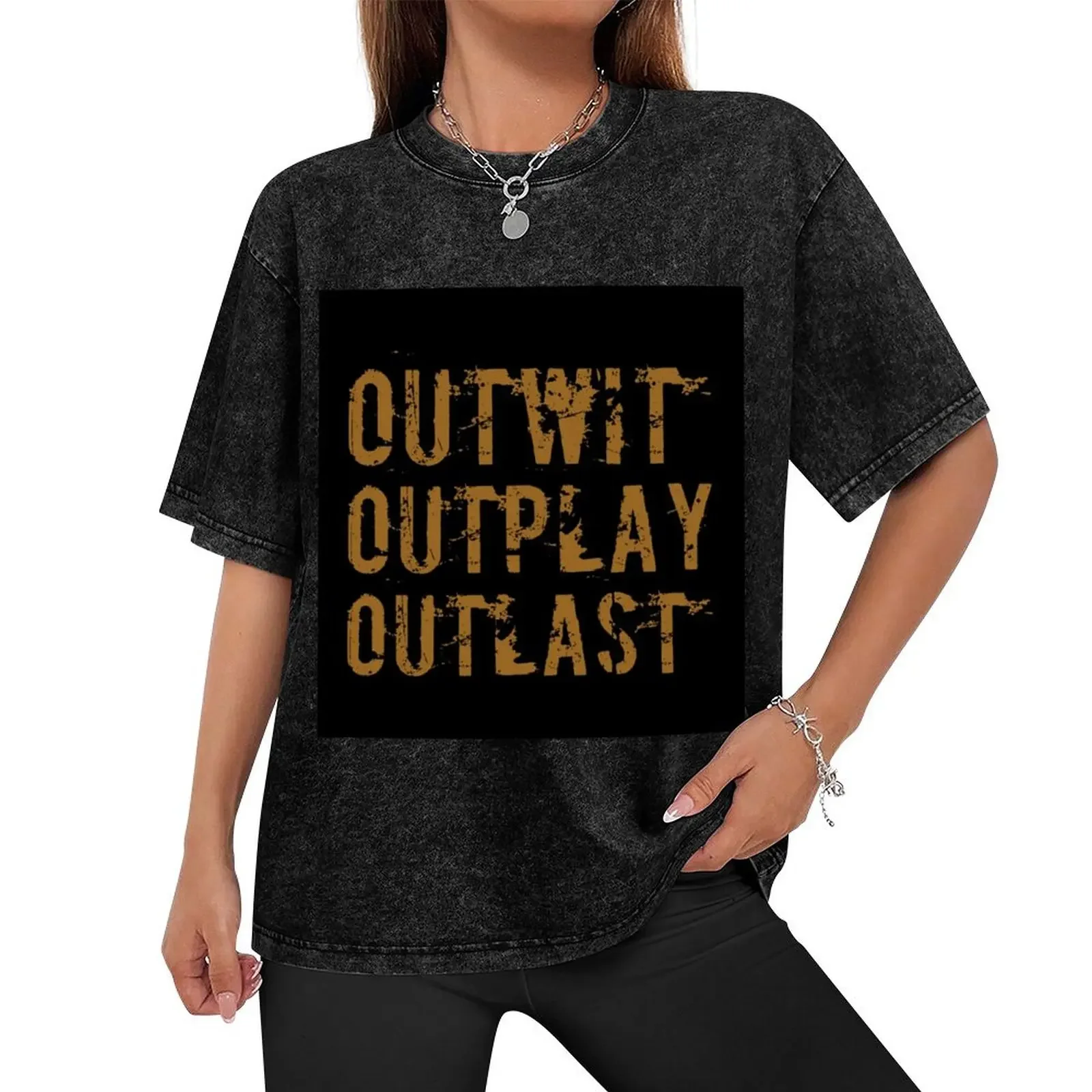 Outwit Outplay Outlast Poster T-Shirt Short sleeve tee vintage clothes summer top anime clothes funny t shirts for men