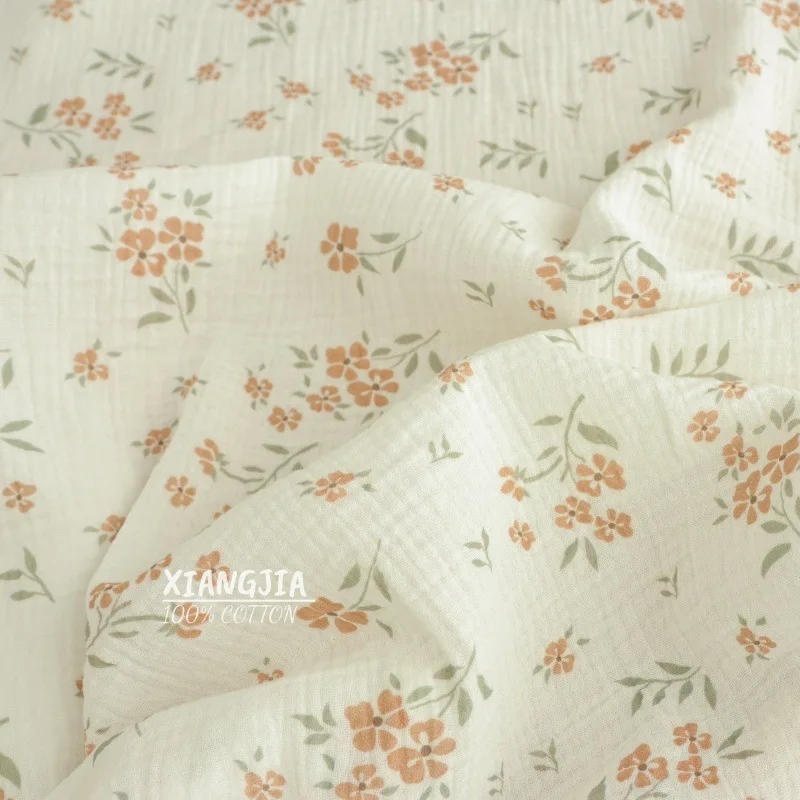 135x50 سنتيمتر طبقة مزدوجة نسيج القطن الشاش الأزهار طباعة كريب ملابس خاصة ملابس المنزل المواد جاهزة الأسهم الخياطة القماش