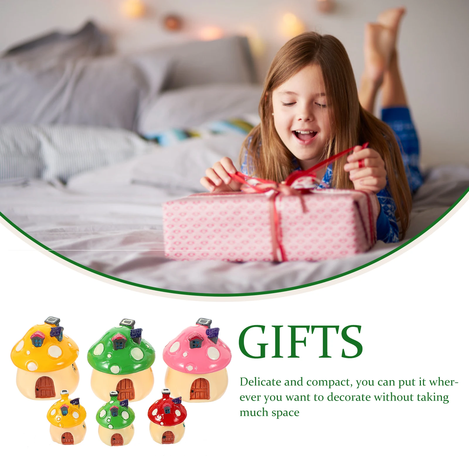 

6 Pcs Mini Mushroom Houses Decor Figurines Garden Accessories Mushrooms Cartoon Decoration for Resin Tiny
